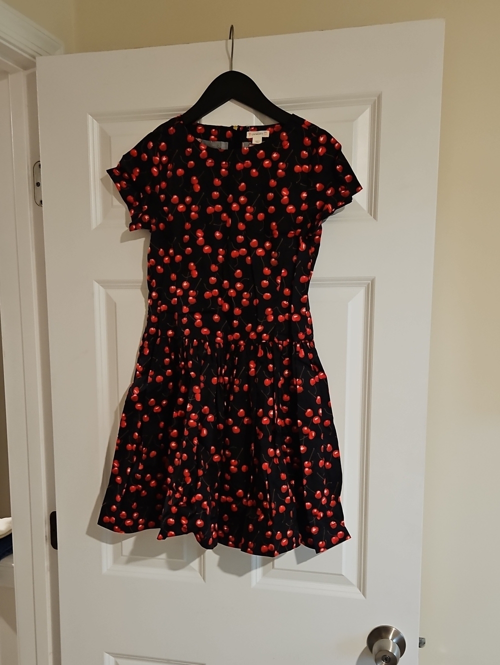 Crewcuts Black Dress with Red Cherry Print